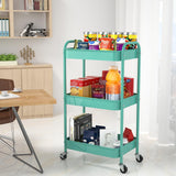 PNVXNUS 3-Tier Rolling Metal Storage Cart with Wheels, Multi-Functional Organizer for Office, Kitchen, Bathroom, Books Diapers - Easy Assembly (Blue) PNVXNUS