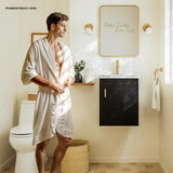 phiestina Pre-Assembled 16 Inch Black Floating Bathroom Vanity for Small Space, Wall-Mounted Small Cabinet with Single Hole Ceramic Sink,Soft-Close Door, No Faucet,BV04-16-PUREBLACK phiestina