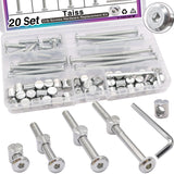 Taiss 20 Set Crib Screws M6x20mm/40mm/60mm/80mm Baby Bed Crib Screws Hardware Replacement Kit,Bunk Bed Bolts Hex Socket Cap Screws Bolt with Barrel Nuts/Wrenches for Beds Furniture Headboards Taiss