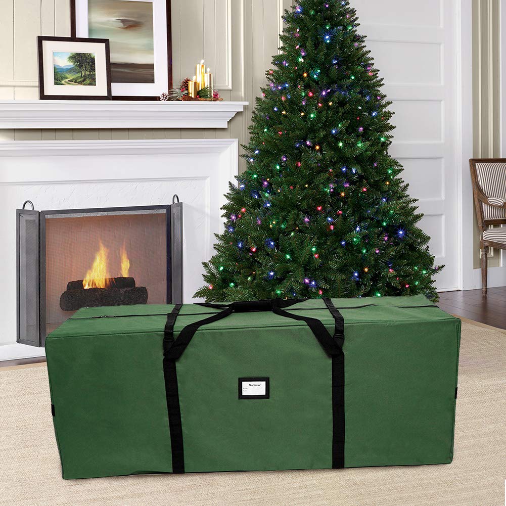 OurWarm Christmas Tree Storage Bag Extra Large Heavy Duty Storage Containers with Reinforced Handles Zipper for 7.5ft Artificial Tree, 50" x 15" x 20" 600D Oxford Xmas Holiday Tree Storage Bag, Green OurWarm