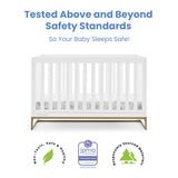 Delta Children Jade 4-in-1 Convertible Crib - Greenguard Gold Certified, Bianca White/Bronze Delta Children