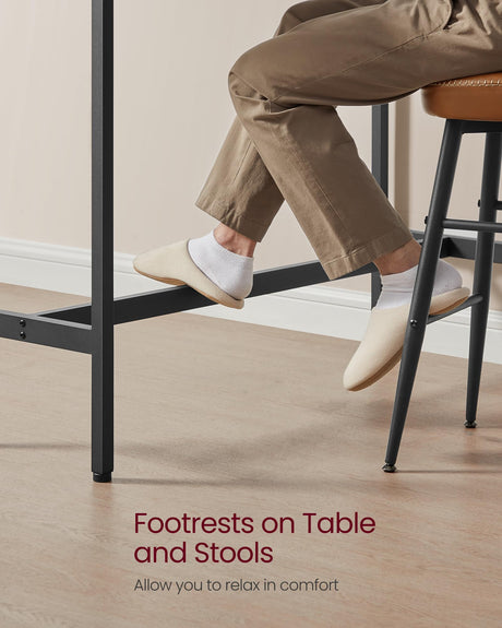 VASAGLE Bar Table, Narrow Long Bar Table, Kitchen Dining Table, High Pub Table, Sturdy Metal Frame, Industrial Design, 15.7 x 47.2 x 35.4 Inches, Ebony Black and Ink Black ULBT120B56 VASAGLE