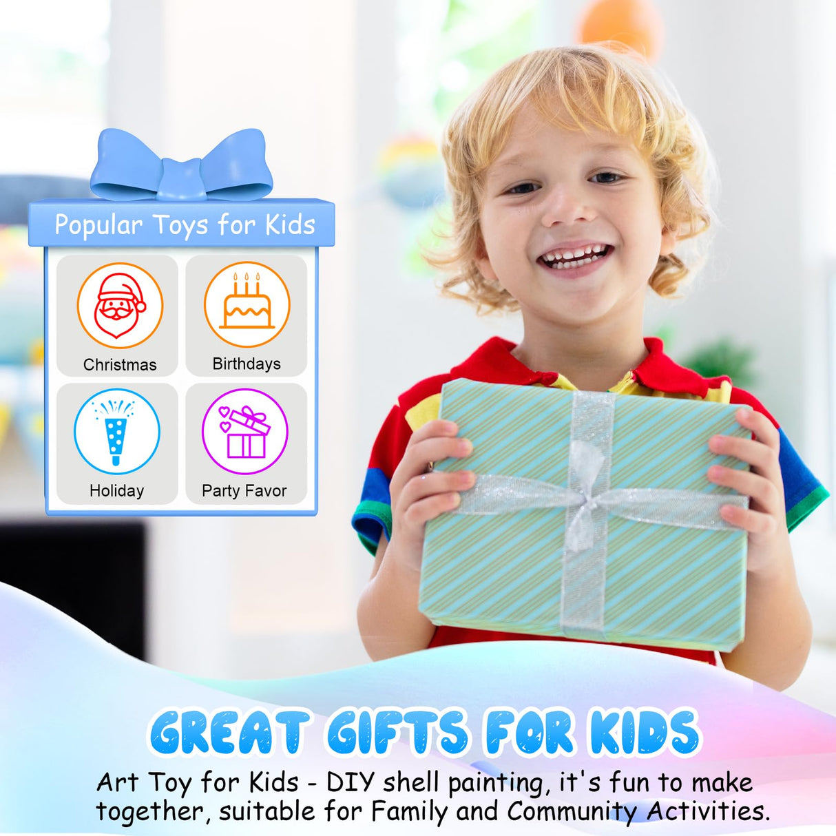 Sea Shell Painting Kit for Kids, Christmas Birthday Gifts for Girls Boys Toys for Ages 4 5 6 7 8 9, Children DIY Creative Activity Art Toys with Refrigerator Magnets, 4-12 Year Old Arts & Crafts Gifts WODEER