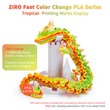 ZIRO 3D Printer Filament, Faster Color Change Filament 1.75mm, Color Gradient Material, No-Shine Rainbow PLA, Dimensional Accuracy +/- 0.03mm, Fit Most FDM Printer 1KG Spool, Tropical (Matte) ZIRO