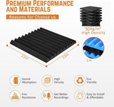 Acoustic Foam Panels 12 Pack 1" x 12"x 12" High Density Soundproofing Wedges for Wall Sound Proof Foam Panels Noise Absorbing Blocker and Sound-Damping Black Perfect for Studio Office Gaming Room Saiqiang
