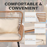 HOMEZILLIONS 3 Piece Outdoor Wicker Furniture Bistro Set, Rattan Chairs Conversation Sets Wicker Patio Furniture for Balcony Poolside Backyard, Yellow/Beige HOMEZILLIONS