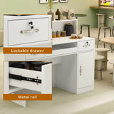 AIEGLE Reception Desk with Counter, Retail Counter with Lighted Display Shelf & Lockable Drawers, for Salon Reception Room Checkout Office, White (47.2" W x 19.7" D x 39.2" H) AIEGLE