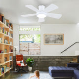 Ceiling Fans with Lights,Modern Low Profile Ceiling Fan with Light and Remote Control,5 Dual-Sided Blades,Reversible DC Motor,40" White Small Flush Mount Ceiling Fan for Bedroom Indoor/Outdoor Use Hounberi