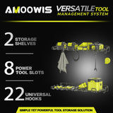 Garage Wall Shelf 2 Pack 16.5"x7.1" & Max Load 50 lbs Wall Mount Heavy Duty Metal Shelves Mesh Storage Rack for Garage, Office, Basement, Wall Cabinet and Kitchen Suitable for Garage/Closet/Laundry Amoowis