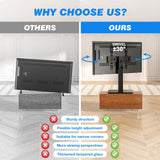 Rfiver Universal Swivel TV Stand Table Top TV Stand for 32-65,70,75 Inch LCD LED TV up to 110 lbs -Height Adjustable Center Pedestal Stand Replacement with Heavy Duty Tempered Glass Base Rfiver
