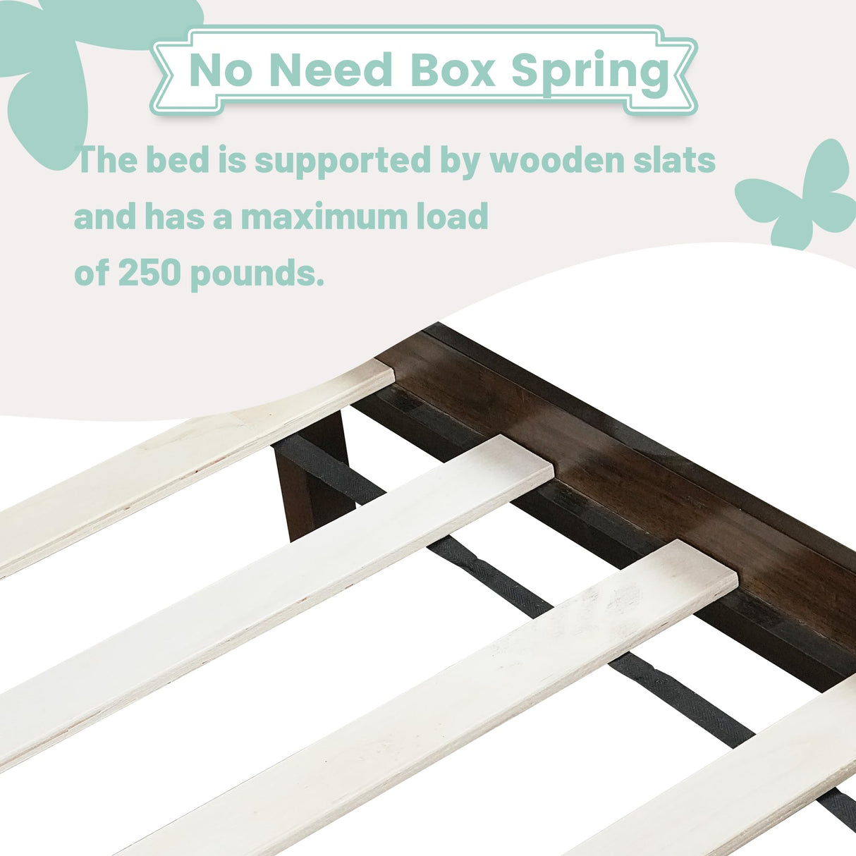 Duxelifin Twin Bed Frames Wood, Wood Twin Bed Frame with Headboard and Footboard, Platform Bed for Bedroom, Guset Room, No Box Spring Needed, Espresso Duxelifin