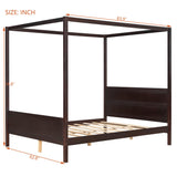 Merax Queen Size Canopy Bed with Headboard and Footboard, Solid Wood 4 Posters Platform Bed with Slat Support Leg, No Box Spring Needed, Espresso Merax