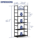 NUMENN 5 Tier Bookshelf, Tall Bookcase Shelf Storage Organizer, Modern Book Shelf for Bedroom, Living Room and Home Office, Black NUMENN