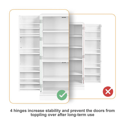 Yaheetech Kitchen Pantry Storage Cabinet, 41" Pantry Cabinets with Doors and 6 Adjustable Shelves, Freestanding Pantry Cupboard for Kitchen, Dining Room, Living Room, Small Place, White - WoodArtSupply