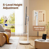 ECOTINY Height Adjustable Rolling TV Stand for 37-86 Inch TV up to 110 Pounds, Portrait to Landscape, Heavy Duty Mobile TV Cart with Shelf Max VESA 600x400mm (White) ECOTINY