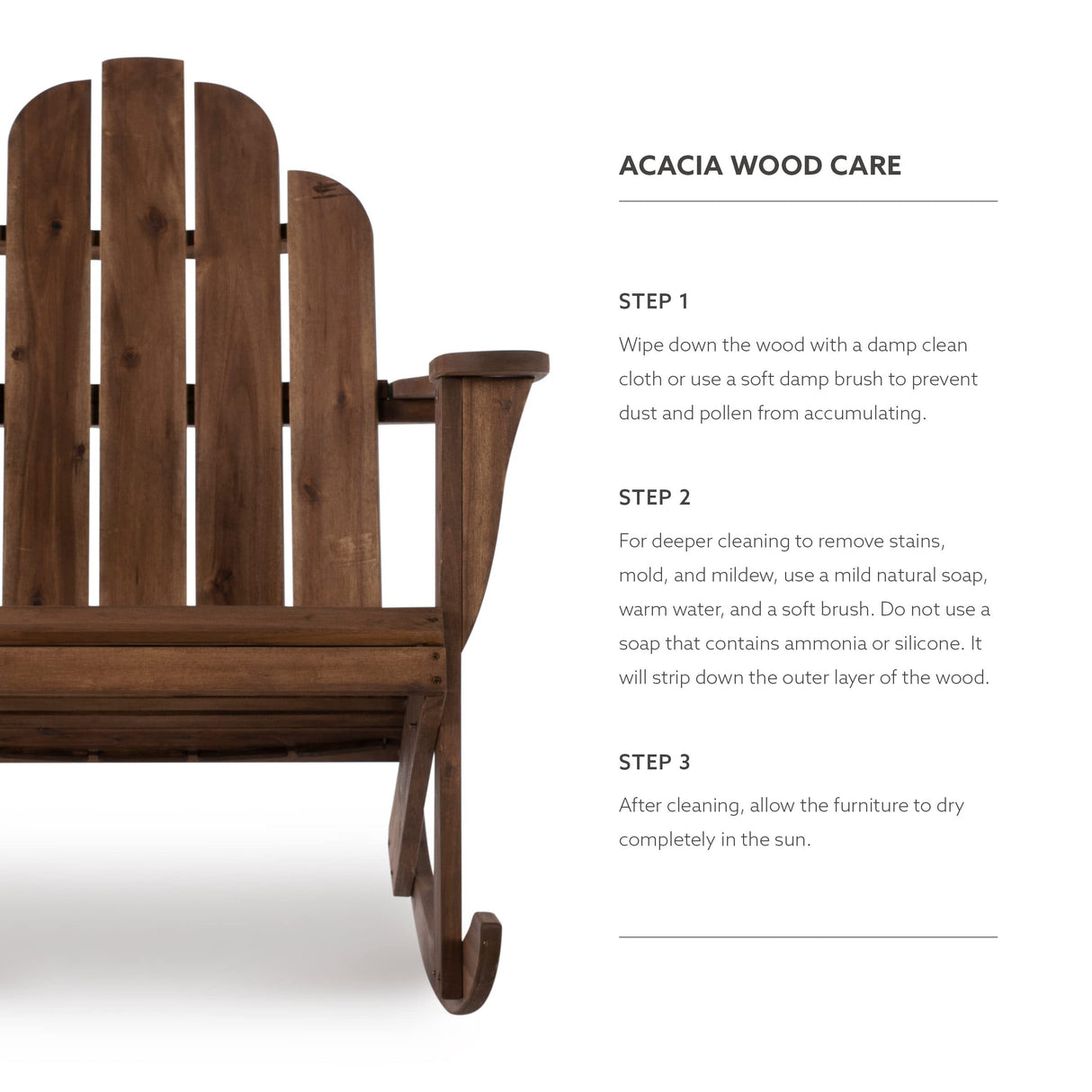 Linon Woodstock Rocking Chair, Teak Linon