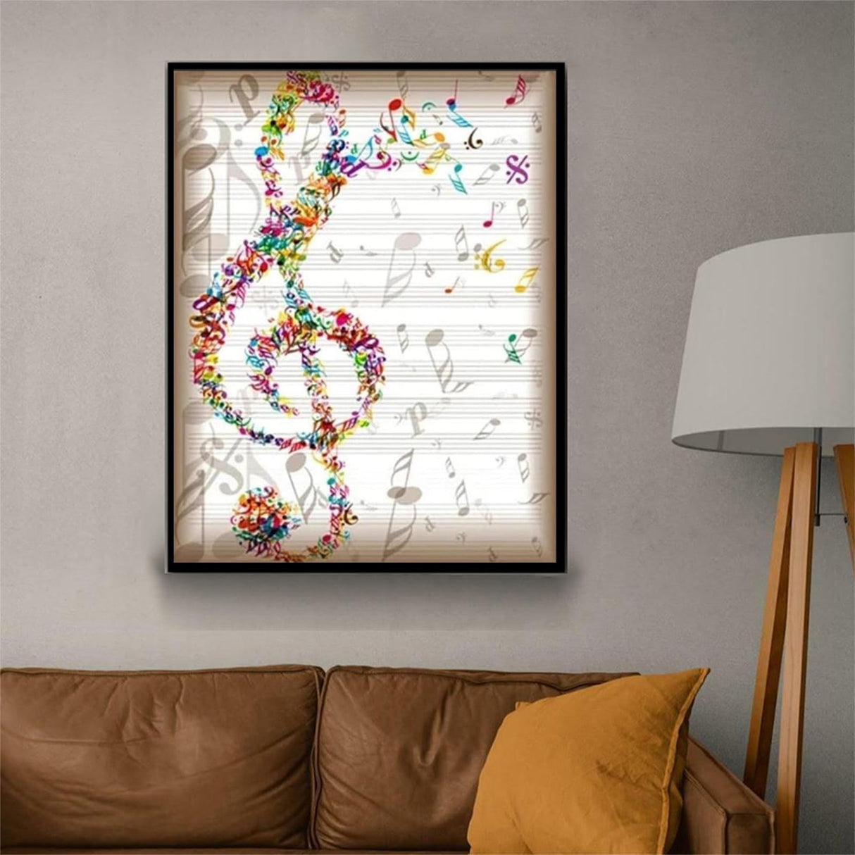 DIY 5D Diamond Painting Kits Colorful Music Notation Paint with Full Drill Round Diamond Art Embroidery Wall Decoration Festival Gift 12x16inch MOER SKY