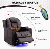 COMHOMA Power Recliner Chair PU Leather Electric Massage Recliner Sofa for Living Room Home Theater Seating with Cup Holders and LED Lighting(Brown) COMHOMA
