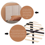 alazyhome Upholstered Full Size Beige Platform Bed Frame with Velvet Upholstered Headboard Wooden Slats Support No Box Spring Needed Easy Assembly alazyhome