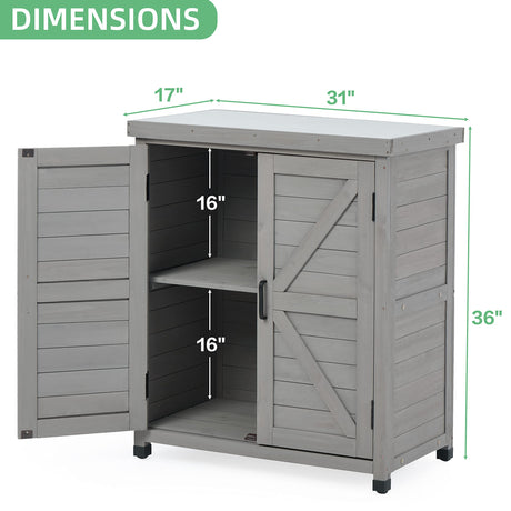 Potting Bench with Storage Cabinet and Metal Table Top for Outdoor Patio, Garden Furniture Wood Workstation Mederla