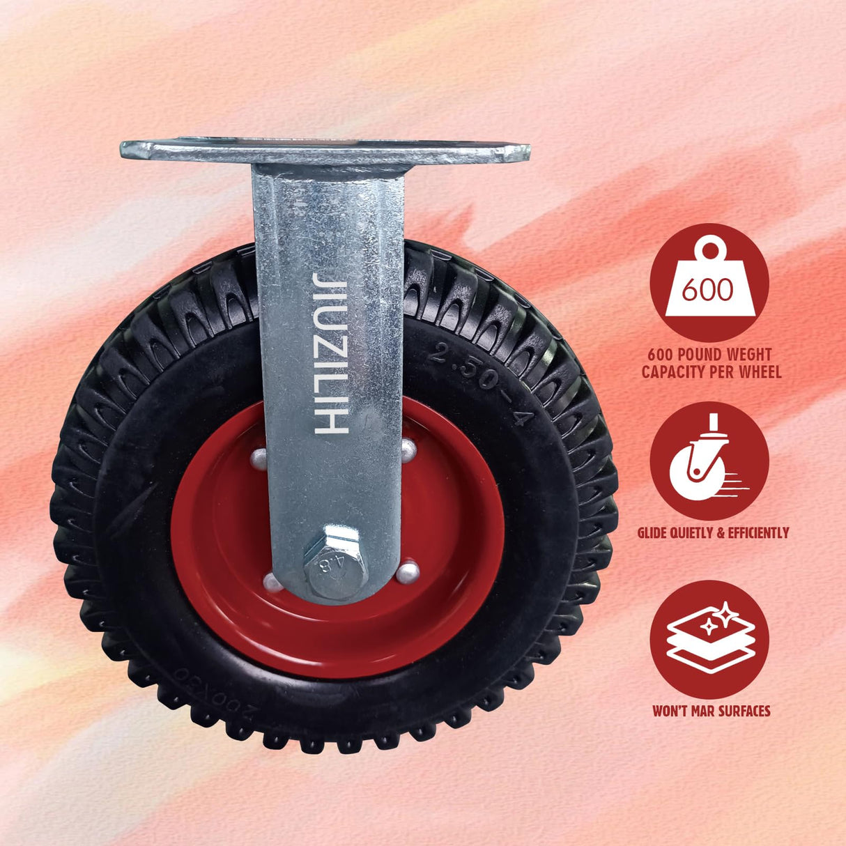 8" Caster Wheels Outdoor Caster Wheels Heavy Duty Caster Wheels Set Of 4 (2 Swivel & 2 Fixed) Large Rubber Castor Wheels Sets 4 JIUZILIH