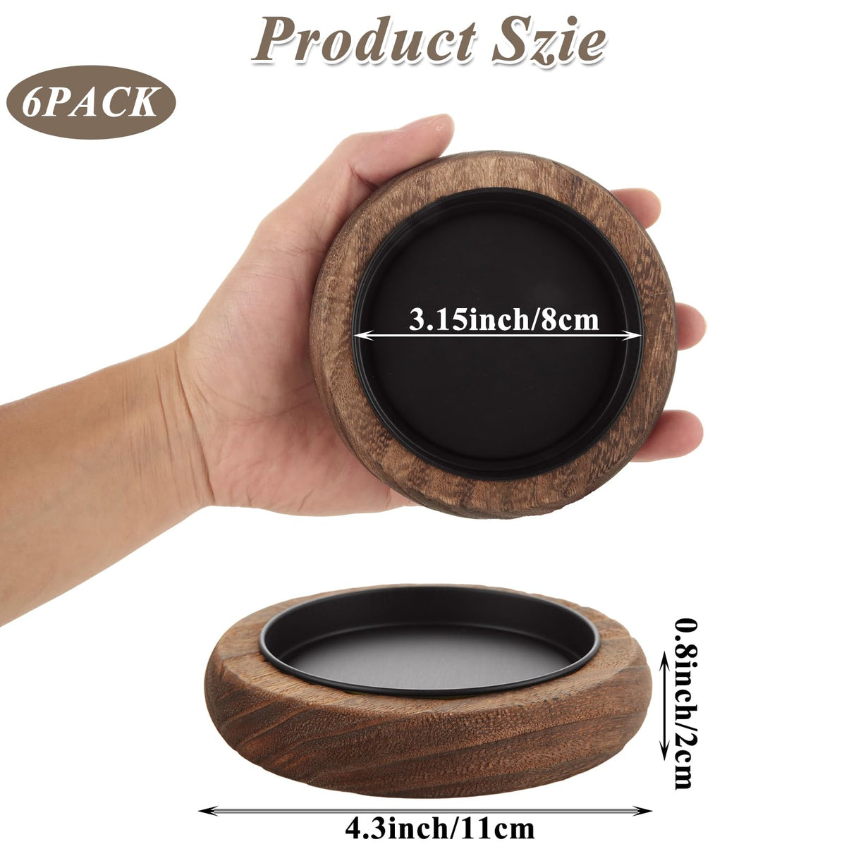 LOYORTY 6PCS Wooden Candle Holder Farmhouse Decor, Round Candle Holders for Pillar Candles, Small Decorative Tray Riser, Wooden Plate Pedestal Stand for Table Centerpiece, Coffee Table, Brown LOYORTY