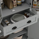 HOMCOM 71" Kitchen Pantry Cabinet with LED Motion Sensor Light, Tall Storage Cabinet with 6 Door Shelves, Drawer & Adjustable Shelves, for Living & Dining Room, Gray HOMCOM