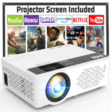 TMY Mini Projector, Upgraded Bluetooth Projector with Screen, 1080P Full HD Portable Projector, Movie Projector Compatible with TV Stick Smartphone/HDMI/USB, indoor & outdoor use TMY