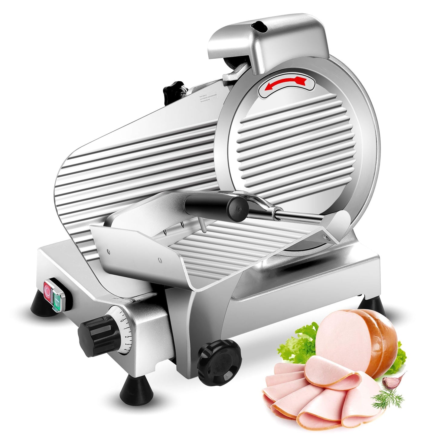 Zomagas Meat Slicer Machine,10 inch Commercial Meat Slicer, 240W Frozen Meat Cheese Deli Slicer,Premium Chromium-plated Steel Blade Semi-Auto Foody Slicer for Commercial and Home Use,Low Noises