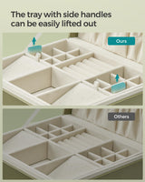 SONGMICS 2-Layer Jewelry Box, Jewelry Organizer with Handle, Removable Jewelry Tray, Jewelry Storage, Floating Effect, 8.1 x 9.4 x 4.3 Inches, Gift Idea, Laurel Green UJBC165C02 SONGMICS