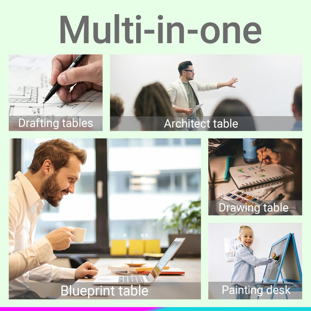 Art Table for Adults,Drafting Table, Adjustable Professional Art Drawing Table, Drawing Table with Stool and Tilting Tabletop, 3 Storage Drawers Craft Desk for Reading, Drawing, Office Use (Black) Doeqkue