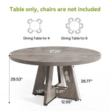 LITTLE TREE Round Dining Table for 4-6 People, 47 Inches Dining Room Table with Wooden Pedestal Base, Grey Dinner Table, Circle Kitchen Table for Dining Room, Kitchen, Living Room(Table Only) LITTLE TREE