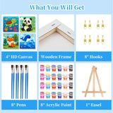 Arttoplus 4 Pack Paint by Numbers Kit for Kids with Frame,Cute Animals Kids Paint by Numbers Ages 4-6-8 with Wooden Easel,Easy DIY Acrylic Oil Painting by Number for Gift Home Wall Decor(8x8 inch) Arttoplus