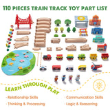 Tiny Land Train Set 110pcs Wooden Train Set, Toy Train for Boys & Girls with Wooden Train Track, Wooden Toys for 3-7 Years Old Toddlers & Kids, Tiny Land