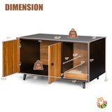 Tangkula Cat Litter Box Enclosure, Cat Washroom W/Divider, Scratching Pad, Metal Leg, Enclosed Cat Box Cabinet Pet House W/Double Doors, Litter Box Furniture Hidden for Large Cat (Walnut & Black) Tangkula