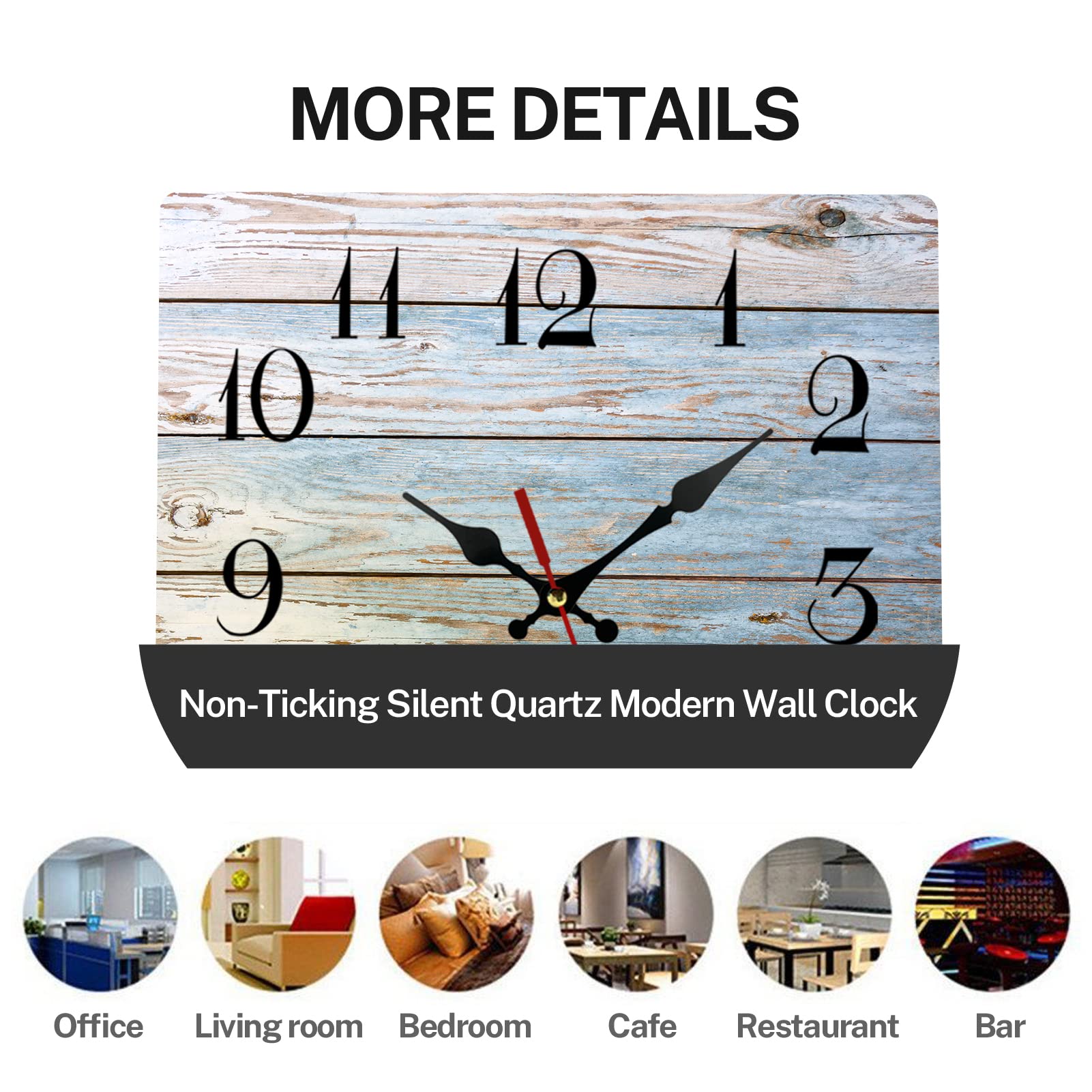 ArtSocket Wooden Wall Clock Silent Non-Ticking, Brown Gray White Wood Grain Crack Retro Wooden Square Rustic Coastal Wall Clocks Decor for Home Kitchen Living Room Office, Battery Operated(12 - WoodArtSupply