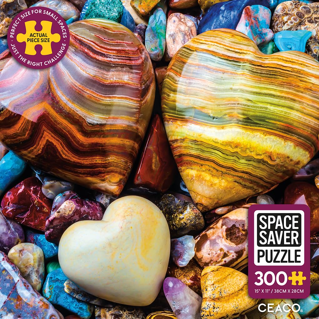 Ceaco – Heart Stones - 300 Piece Jigsaw Space Saver Puzzle – Puzzles for Smaller Spaces and Surfaces Ceaco
