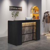 Tribesigns Reception Desk with LED Lights, 63 Inches Front Counter Desk for Checkout, Lobby, Salon, Retail, Modern Large Counter Table for Store Shop Clinic Office (Black&Gray) Tribesigns