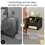 Arbuxzuy Floating Nightstand with Charging Station, Modern Wall Mounted Bedside Table with Drawer & Open Shelf, Minimalist Wooden Night Stand for Bedroom (Black) Arbuxzuy