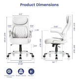 Nouhaus Ergonomic Office Chair Premium Microfiber Leather Adjustable Lumbar Support & Armrests, High Back Comfy Desk Gaming Chairs Executive Computer Swivel Chair Tilt Function(Posture,White) Nouhaus