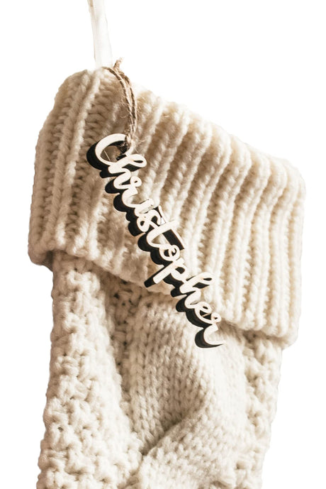 Personalized Christmas Stocking Tags - Christmas gift tag - Knit Stocking - Customized wooden (Tag Only) Generic