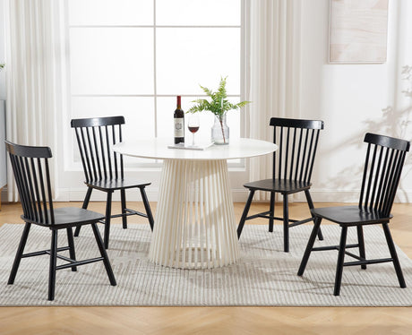 Kmax Dining Chairs Set of 4 Vintage Kitchen Chairs Windsor Chairs with Solid Wood Legs Farmhouse Country Style, Black Kmax