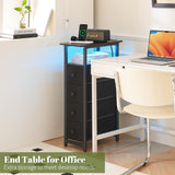 Yoobure Narrow Dresser for Bedroom, LED Skinny Nightstand with Charging Station, Small Dresser Night Stand, Slim Tall Bedside Table Storage Cabinet, Narrow Side Table for Small Spaces Yoobure