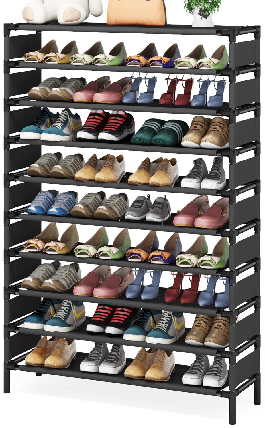 Tribesigns Upgraded 10 Tiers Shoe Rack, Large Capacity Shoe Shelf, Tall Shoe Organizer for 50 Pairs, Space Saving Shoe Storage - WoodArtSupply