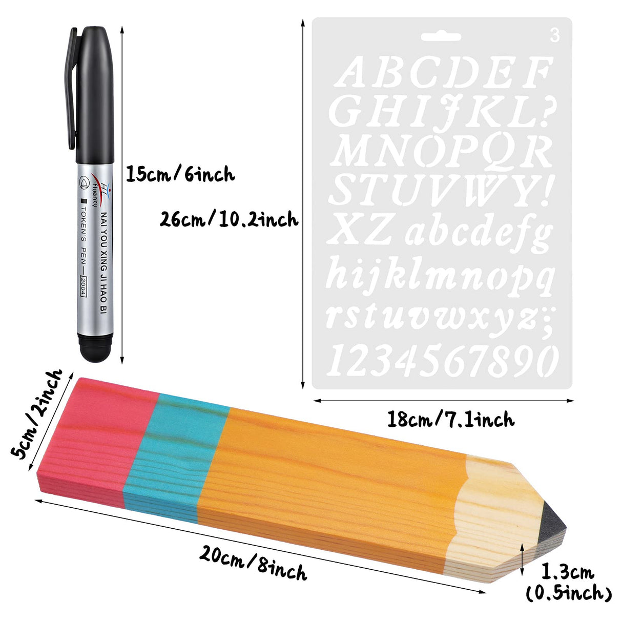 Zonon 8 Pieces Personalized Pencil Name Plate Blank Wooden Desk Sign with Marker Pen and English Letter Template Teacher Appreciation Presents for Classroom School Wood Decor Christmas Party Supplies Zonon