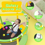 ZCMHAXJ 55" Trampoline for Kids with Enclosure, 440lbs Capacity Indoor & Outdoor Toddler Trampoline with Adjustable Gymnastics Bar & Toys, for Boys & Girls ZCMHAXJ