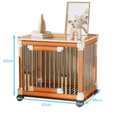 pet Crate Furniture for Small Dogs- Furniture Dog Crate Wooden Dog Crate Dog Crate Terminal Table - Coffee Table Dog Crate with Tray, Universal Wheels (M（24''L x 18''W x 23''H）,Brown) Generic