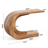 LITTLE TREE 43.3 Inches Farmhouse Console Table, 2-Tier C-Shaped Sofa Table Behind The Couch, Wooden Entryway Table Narrow Hallway Foyer Table for Living Room, Entrance, Brown LITTLE TREE