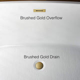 WOODBRIDGE 59" Acrylic Freestanding Bathtub Contemporary Soaking White Tub with Brushed Gold Overflow and Drain，BTA1516-BG-Drain-&O WOODBRIDGE
