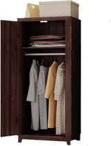 HYDUZ 70" Tall Bedroom Armoire with Hanging Rod for Hanging Clothes, Farmhouse Wooden Wardrobe Closet with Door, Tall Freestanding Clothing Storage Cabinet with Shelf, Espresso HYDUZ